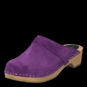 Purple Suede Clog Mule - Women's Comfortable Slip-On Sz 8-8.5